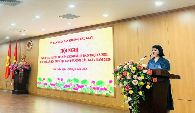 PHƯỜNG CẦU GIẤY TỔ CHỨC HỘI NGHỊ TẬP HUẤN, TUYÊN TRUYỀN CHÍNH SÁCH BẢO TRỢ XÃ HỘI NĂM 2026- Ảnh 1.
