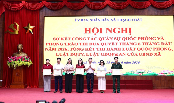 Xã Thạch Thất sơ kết công tác quân sự, quốc phòng 6 tháng đầu năm 2026; tổng kết thi hành các luật về quốc phòng, dân quân tự vệ và giáo dục quốc phòng, an ninh- Ảnh 5.