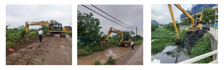 Phường Phúc Lợi huy động cơ giới khơi thông dòng chảy trước mùa mưa bão- Ảnh 1.