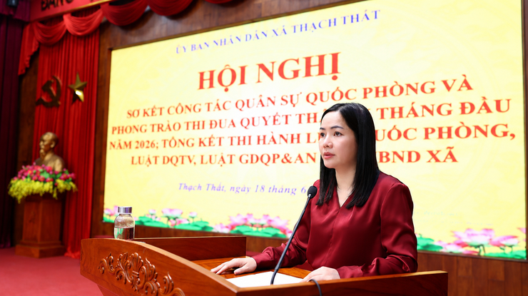 Xã Thạch Thất sơ kết công tác quân sự, quốc phòng 6 tháng đầu năm 2026; tổng kết thi hành các luật về quốc phòng, dân quân tự vệ và giáo dục quốc phòng, an ninh- Ảnh 4.