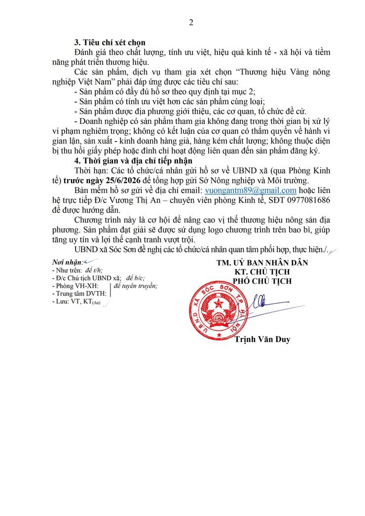 VỀ VIỆC ĐỀ NGHỊ ĐĂNG KÝ THAM GIA XÉT CHỌN CHƯƠNG TRÌNH THƯƠNG HIỆU VÀNG NÔNG NGHIỆP VIỆT NAM 2026 đề nghị đăng ký tham gia xét chọn Chương trình - Ảnh 2.