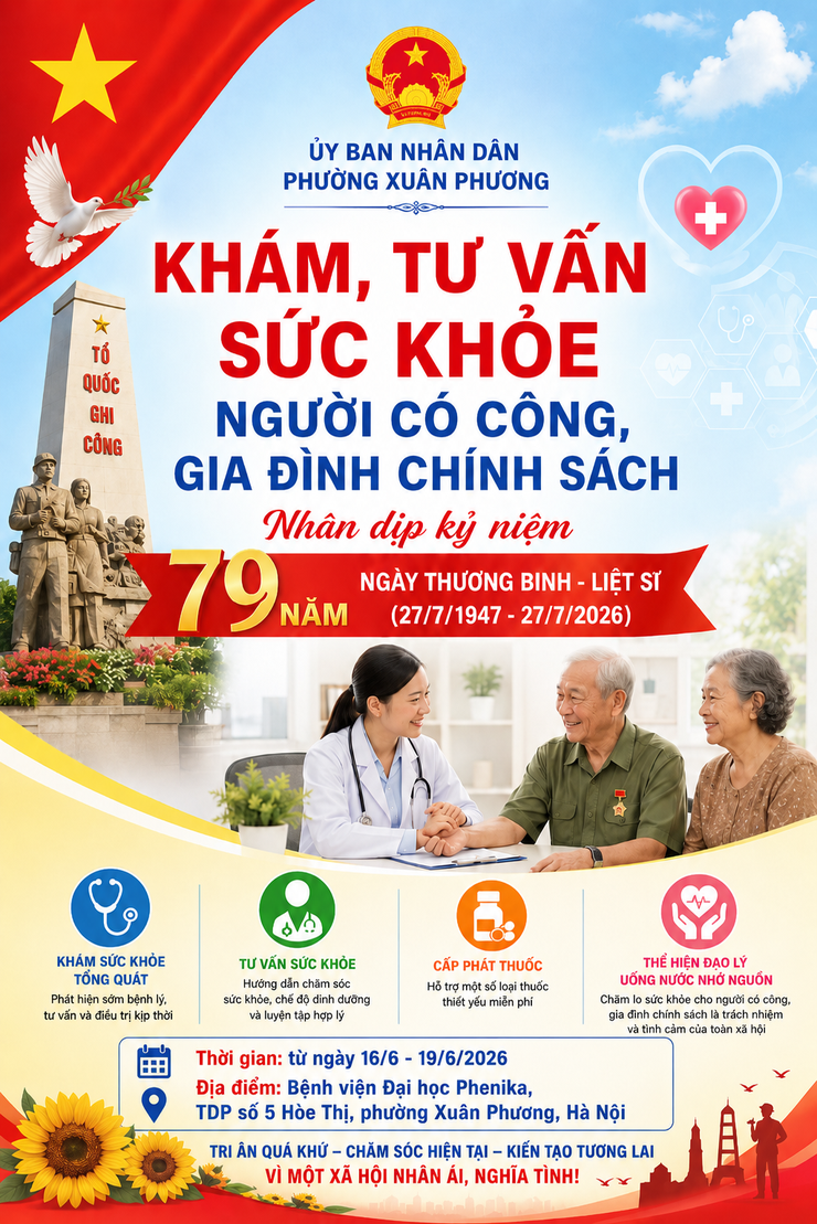 Phường Xuân Phương phối hợp tổ chức khám, tư vấn sức khỏe cho người có công, gia đình chính sách nhân dịp 79 năm Ngày Thương binh - Liệt sĩ- Ảnh 1.