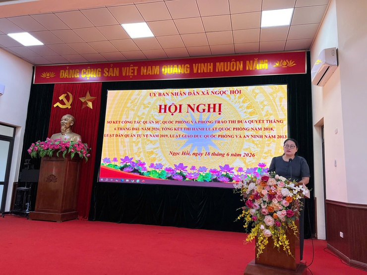 UBND xã Ngọc Hồi tổ chức sơ kết công tác quân sự, quốc phòng và phong trào Thi đua Quyết thắng 6 tháng đầu năm 2026- Ảnh 6.