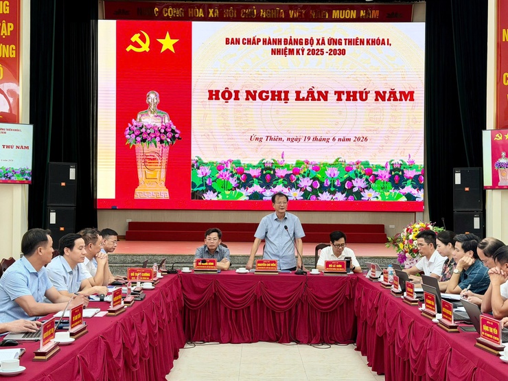 XÃ ỨNG THIÊN TỔ CHỨC HỘI NGHỊ BAN CHẤP HÀNH ĐẢNG BỘ XÃ LẦN THỨ NĂM MỞ RỘNG- Ảnh 1.