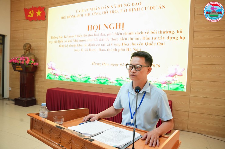 HỘI NGHỊ PHỔ BIẾN CHÍNH SÁCH BỒI THƯỜNG, HỖ TRỢ, TÁI ĐỊNH CƯ PHỤC VỤ THỰC HIỆN DỰ ÁN KHU TÁI ĐỊNH CƯ XÃ HƯNG ĐẠO- Ảnh 2.