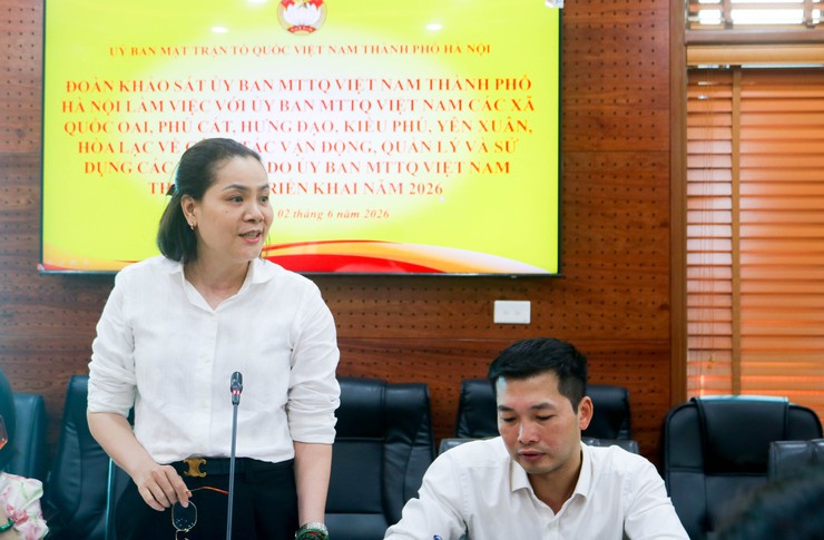Đoàn khảo sát UB MTTQ Việt Nam Thành phố Hà Nội làm việc với UB MTTQ các xã về công tác vận động, quản lý và sử dụng các loại quỹ do UB MTTQ Thành phố triển khai năm 2026- Ảnh 5.