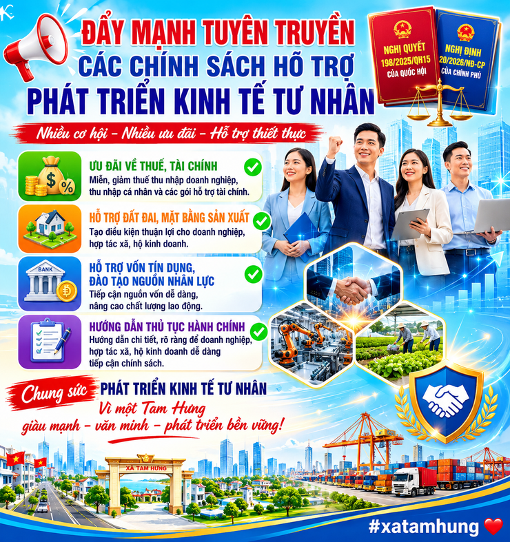 Xã Tam Hưng đẩy mạnh tuyên truyền, phổ biến các chính sách đặc thù phát triển kinh tế tư nhân- Ảnh 1.