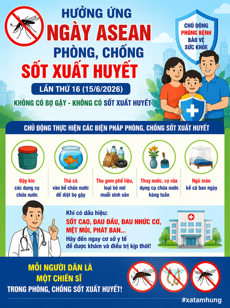 Xã Tam Hưng tích cực hưởng ứng Ngày ASEAN phòng, chống sốt xuất huyết lần thứ 16 năm 2026- Ảnh 1.