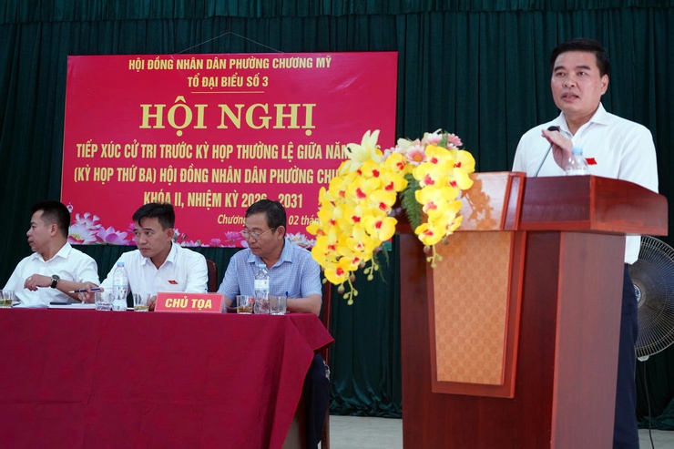 Chủ tịch UBND phường Chương Mỹ - Ông Trịnh Duy Oai cùng Tổ đại biểu số 3 HĐND phường tiếp xúc cử tri trước kỳ họp thường lệ giữa năm 2026- Ảnh 8.