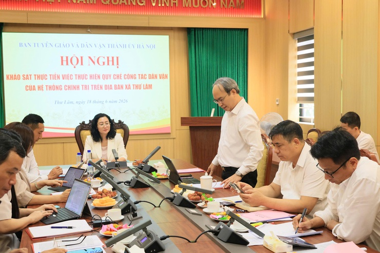 Ban Tuyên giáo và Dân vận Thành ủy Hà Nội tổ chức Hội nghị Khảo sát thực tiễn việc thực hiện Quy chế công tác Dân vận của hệ thống chính trị trên địa bàn xã Thư Lâm- Ảnh 1.