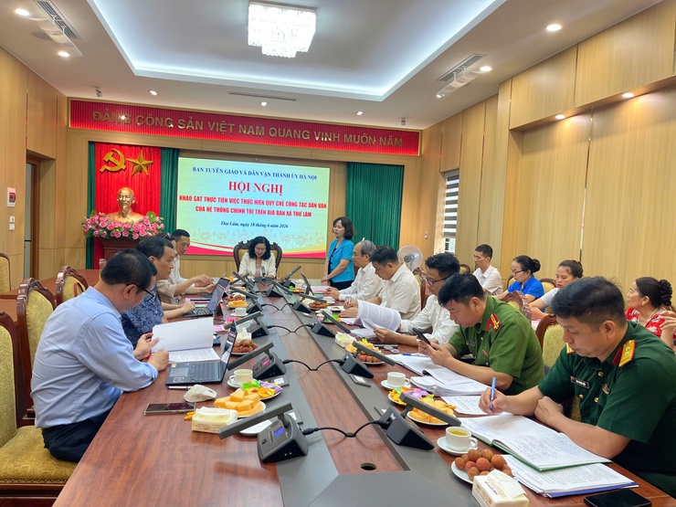 Ban Tuyên giáo và Dân vận Thành ủy Hà Nội tổ chức Hội nghị Khảo sát thực tiễn việc thực hiện Quy chế công tác Dân vận của hệ thống chính trị trên địa bàn xã Thư Lâm- Ảnh 4.