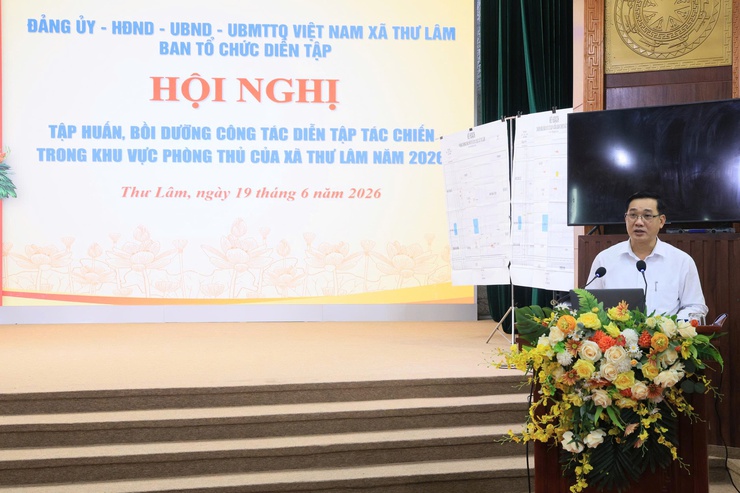 XÃ THƯ LÂM TỔ CHỨC HỘI NGHỊ TẬP HUẤN, BỒI DƯỠNG CÔNG TÁC DIỄN TẬP TÁC CHIẾN TRONG KHU VỰC PHÒNG THỦ NĂM 2026- Ảnh 5.