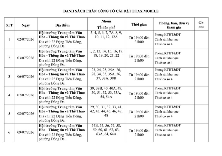  UBND phường Đống Đa thông báo thời gian tuyên truyền triển khai cài đặt ứng dụng Etax Mobile trên địa
bàn phường- Ảnh 4.