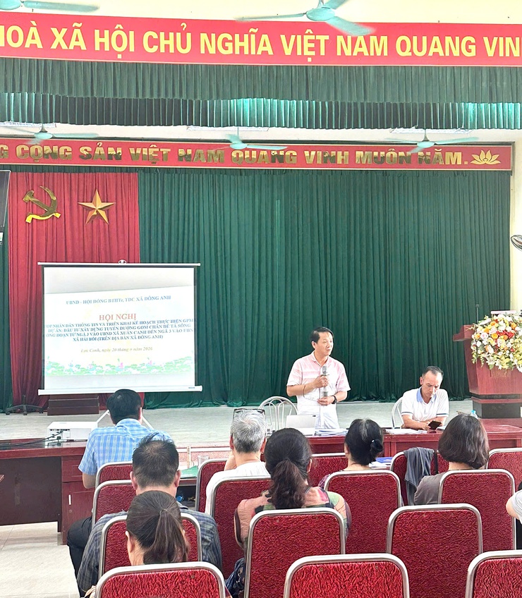 XÃ ĐÔNG ANH VÀ XÃ VĨNH THANH TỔ CHỨC HỘI NGHỊ TRIỂN KHAI CÔNG TÁC GIẢI PHÓNG MẶT BẰNG DỰ ÁN TUYẾN ĐƯỜNG GOM CHÂN ĐÊ TẢ SÔNG HỒNG- Ảnh 3.