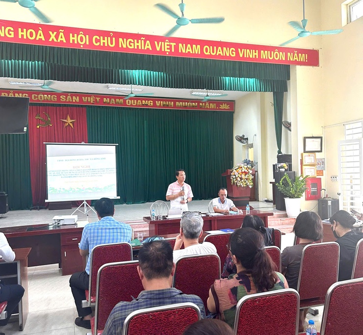 XÃ ĐÔNG ANH VÀ XÃ VĨNH THANH TỔ CHỨC HỘI NGHỊ TRIỂN KHAI CÔNG TÁC GIẢI PHÓNG MẶT BẰNG DỰ ÁN TUYẾN ĐƯỜNG GOM CHÂN ĐÊ TẢ SÔNG HỒNG- Ảnh 5.