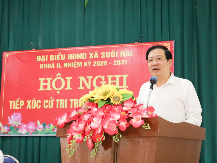 Đại biểu HĐND xã Suối Hai đơn vị bầu cử số 6 tiếp xúc cử tri trước kỳ họp thường lệ giữa năm 2026- Ảnh 1.