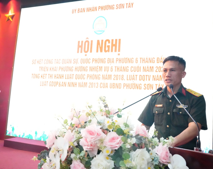 SƠN TÂY SƠ KẾT CÔNG TÁC QUÂN SỰ, QUỐC PHÒNG ĐỊA PHƯƠNG 6 THÁNG ĐẦU NĂM 2026 VÀ TỔNG KẾT THI HÀNH LUẬT QUỐC PHÒNG, AN NINH- Ảnh 1.