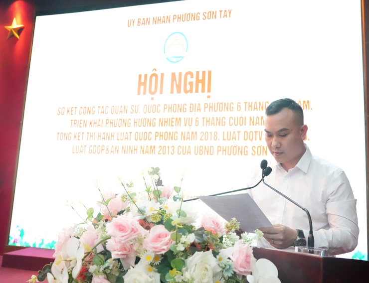 SƠN TÂY SƠ KẾT CÔNG TÁC QUÂN SỰ, QUỐC PHÒNG ĐỊA PHƯƠNG 6 THÁNG ĐẦU NĂM 2026 VÀ TỔNG KẾT THI HÀNH LUẬT QUỐC PHÒNG, AN NINH- Ảnh 4.