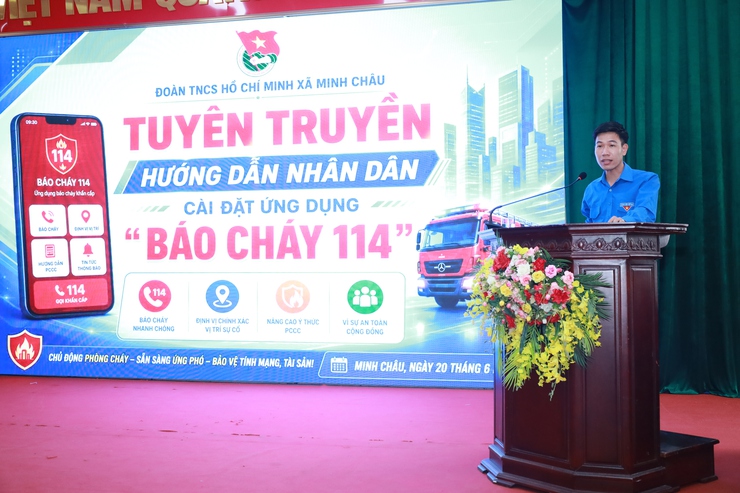 Đoàn Thanh niên Cộng sản Hồ Chí Minh xã Minh Châu tổ chức tuyên truyền, hướng dẫn Nhân dân cài đặt ứng dụng "Báo cháy 114"- Ảnh 1.