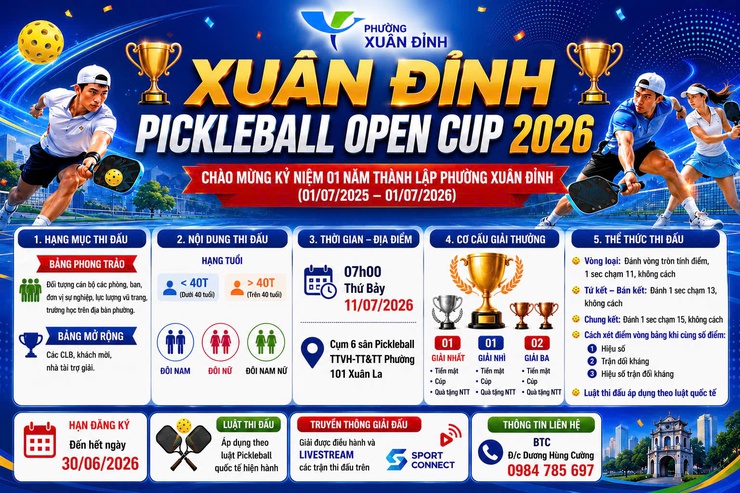 Cơ hội tranh tài tại Giải Pickleball Xuân Đỉnh mở rộng năm 2026- Ảnh 1.