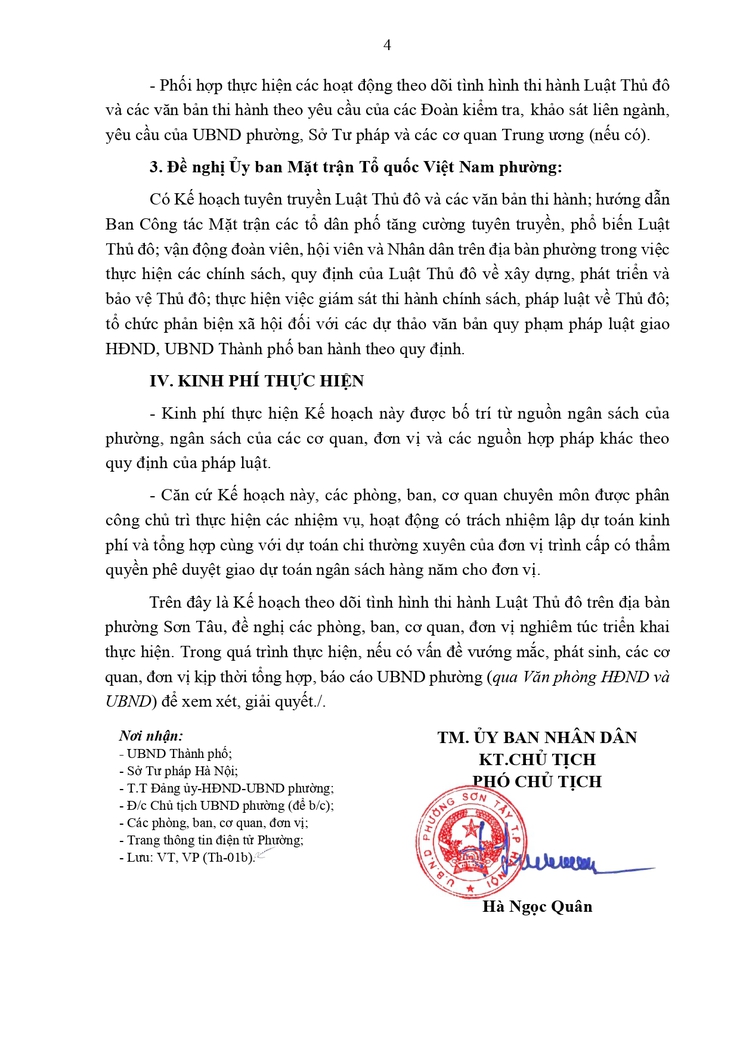 Kế hoạch Theo dõi tình hình thi hành Luật Thủ đô trên địa bàn phường Sơn Tây- Ảnh 4.
