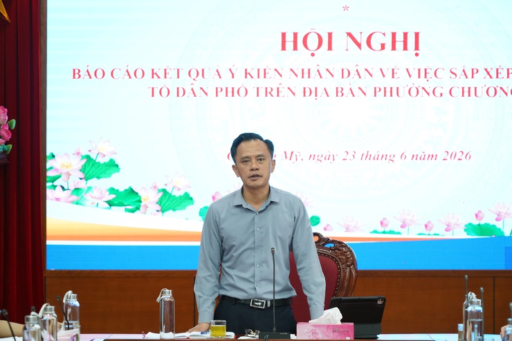 Phường Chương Mỹ tổ chức hội nghị báo cáo kết quả lấy ý kiến Nhân dân về sắp xếp, tổ chức lại tổ dân phố- Ảnh 1.