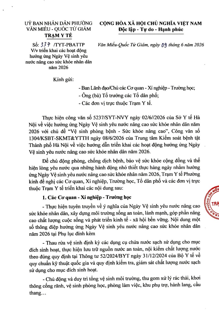 HƯỞNG ỨNG NGÀY VỆ SINH YÊU NƯỚC NĂM 2026: THỰC HIỆN LỜI BÁC DẠY, BẢO VỆ SỨC KHỎE NHÂN DÂN- Ảnh 3.