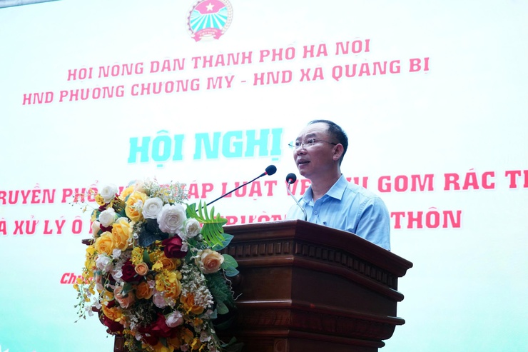 Hội Nông dân phường Chương Mỹ tổ chức hội nghị phổ biến pháp luật về thu gom rác thải và xử lý môi trường nông thôn- Ảnh 4.