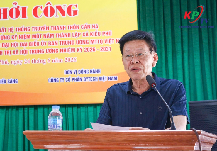 Thường trực Ủy ban MTTQ Việt Nam xã Kiều Phú đã tổ chức lễ khởi công xây dựng, lắp đặt hệ thống truyền thanh thôn Cấn Hạ.- Ảnh 2.