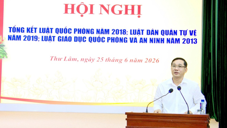 THƯ LÂM TỔ CHỨC HỘI NGHỊ TỔNG KẾT THỰC HIỆN LUẬT QUỐC PHÒNG, LUẬT DÂN QUÂN TỰ VỆ VÀ LUẬT GIÁO DỤC QUỐC PHÒNG VÀ AN NINH- Ảnh 12.