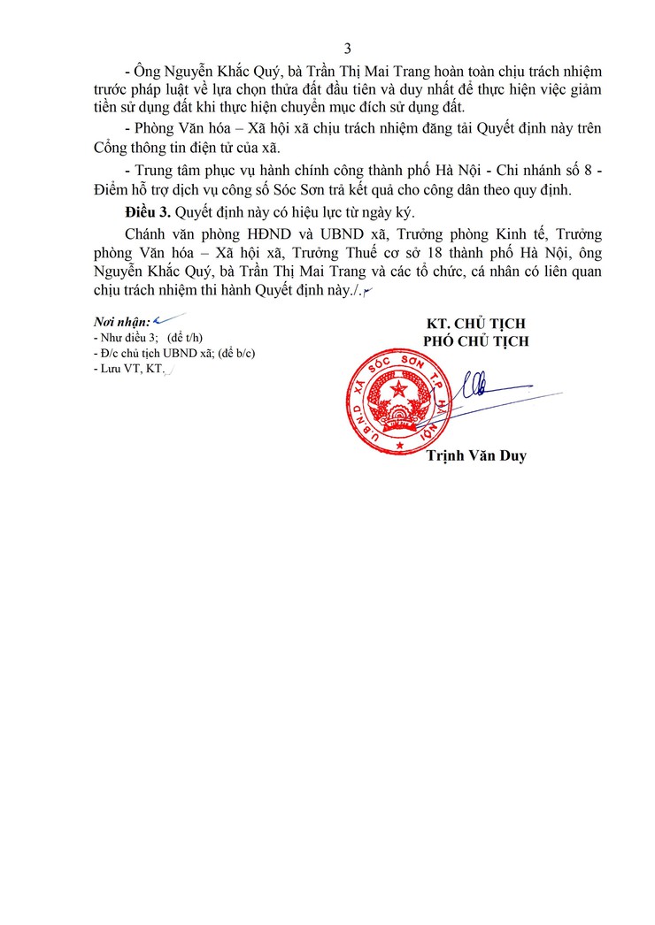 QUYẾT ĐỊNH CHO PHÉP HỘ GIA ĐÌNH ĐƯỢC GIẢM TIỀN 
SỬ DỤNG ĐẤT THEO NGHỊ QUYẾT SỐ 254/2025/QH15 của QUỐC HỘI KHI CHUYỂN MỤC ĐÍCH SỬ DỤNG ĐẤT TRỒNG CÂY LÂU NĂM TRONG CÙNG THỬA ĐẤT Ở SANG ĐẤT Ở.- Ảnh 9.