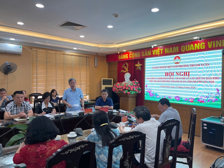 Ủy ban MTTQ Việt Nam phường Thanh Xuân tổ chức Hội nghị phản biện xã hội đối với Dự thảo Đề án sắp xếp tổ dân phố trên địa bàn phường- Ảnh 6.