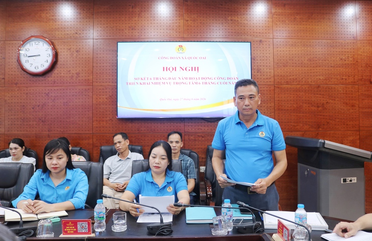 CÔNG ĐOÀN XÃ QUỐC OAI SƠ KẾT CÔNG TÁC 6 THÁNG ĐẦU NĂM 2026: KHẲNG ĐỊNH VAI TRÒ CHỖ DỰA TIN CẬY CỦA ĐOÀN VIÊN, NGƯỜI LAO ĐỘNG- Ảnh 3.