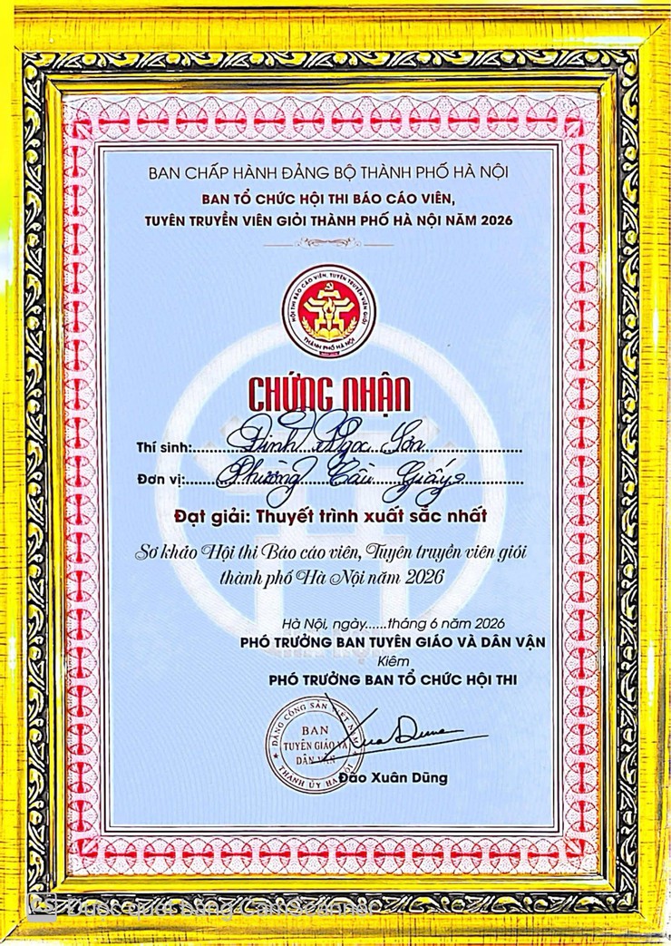 PHƯỜNG CẦU GIẤY ĐẠT GIẢI NHÌ VÀ GIẢI CHUYÊN ĐỀ “THUYẾT TRÌNH XUẤT SẮC NHẤT” TẠI SƠ KHẢO HỘI THI BÁO CÁO VIÊN, TUYÊN TRUYỀN VIÊN GIỎI THÀNH PHỐ HÀ NỘI NĂM 2026- Ảnh 4.
