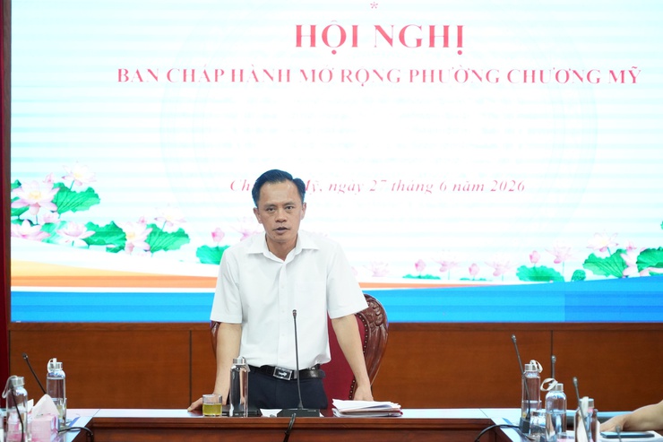 Phường Chương Mỹ tổ chức Hội nghị Ban Chấp hành Đảng bộ phường mở rộng- Ảnh 1.