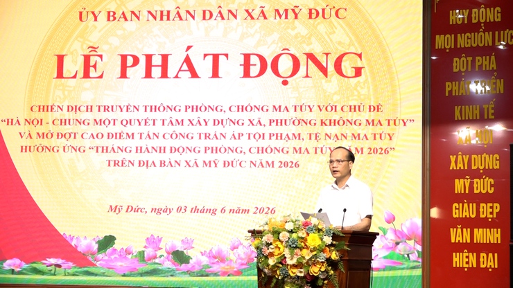 Xã Mỹ Đức triển khai chiến dịch truyền thông “Quyết tâm duy trì xã Mỹ Đức không ma túy” phát động đợt cao điểm trấn áp tội phạm, tệ nạn ma túy- Ảnh 3.