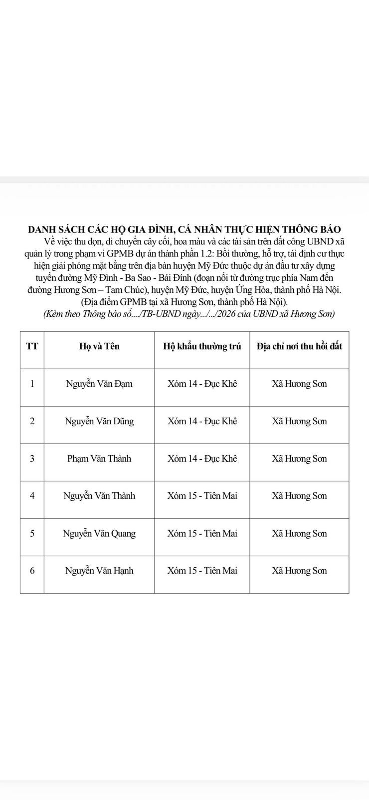 Thông báo lần 2 về việc tháo dỡ, di dời tài sản, cây trồng trên đất công do UBND xã quản lý- Ảnh 2.