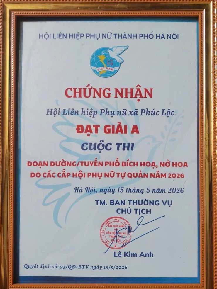 Hội LHPN xã Phúc Lộc vinh dự nhận giải A Cuộc thi "đoạn đường/tuyến phố bích họa, nở hoa" năm 2026- Ảnh 1.