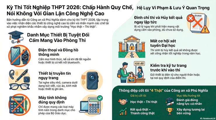 Ban chỉ đạo kỳ thi tốt nghiệp THPT xã Phú Nghĩa khuyến cáo thí sinh chấp hành nghiêm quy chế thi, tuyệt đối không mang thiết bị công nghệ cao vào phòng thi- Ảnh 1.