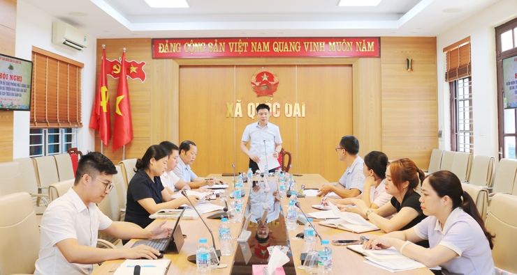 XÃ QUỐC OAI HỌP KIỂM ĐIỂM TIẾN ĐỘ GIẢI PHÓNG MẶT BẰNG CÁC DỰ ÁN TRỌNG ĐIỂM TRÊN ĐỊA BÀN- Ảnh 1.