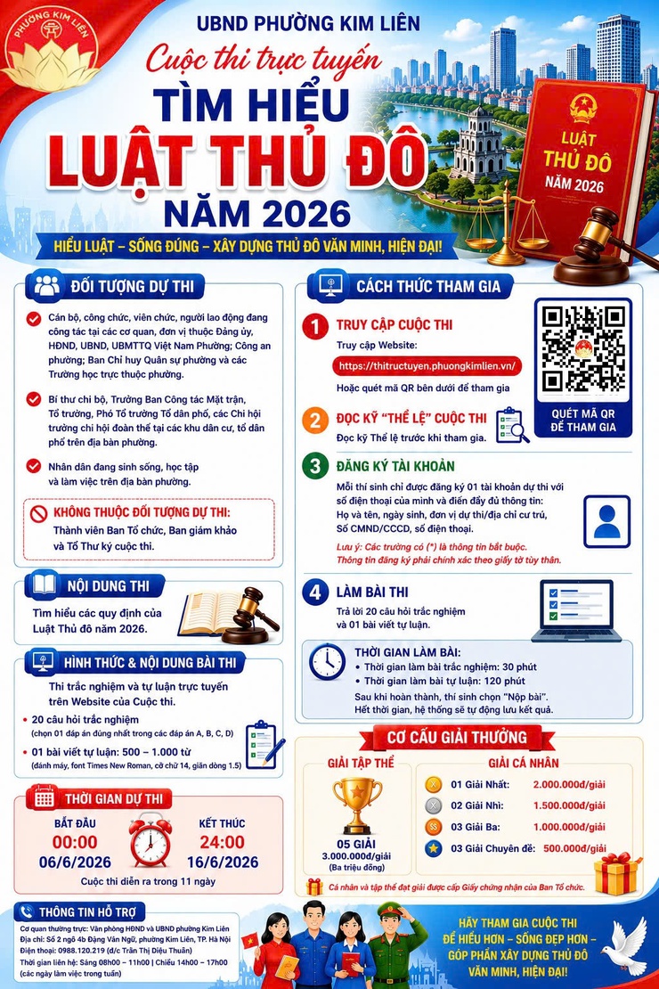 Cuộc thi trực tuyến tìm hiểu Luật Thủ Đô năm 2026- Ảnh 1.