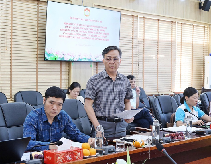 Ủy ban MTTQ Việt Nam thành phố Hà Nội khảo sát về công tác vận động, quản lý và sử dụng Quỹ “Vì biển, đảo Việt Nam”, Quỹ “Vì người nghèo” và Quỹ “Cứu trợ” tại xã Phú Nghĩa và các xã, phường lân cận- Ảnh 2.