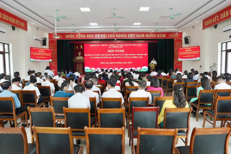 Xã Thiên Lộc sơ kết 01 năm vận hành bộ máy của Hệ thống chính trị và chính quyền địa phương 2 cấp.- Ảnh 1.
