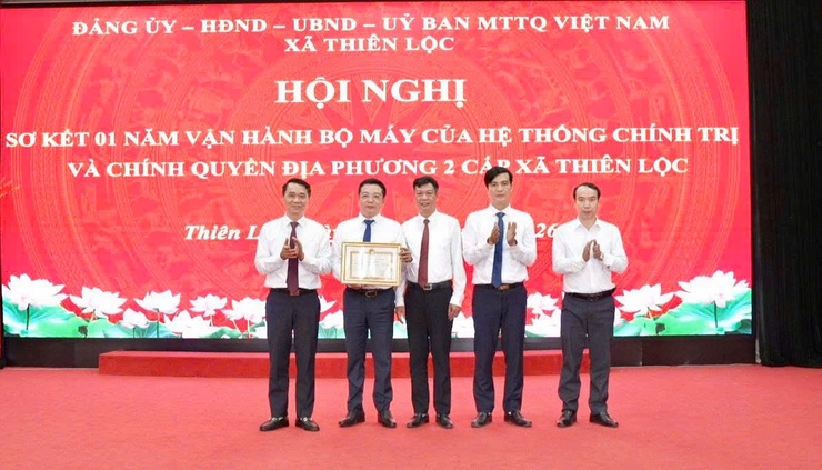 Xã Thiên Lộc sơ kết 01 năm vận hành bộ máy của Hệ thống chính trị và chính quyền địa phương 2 cấp.- Ảnh 9.