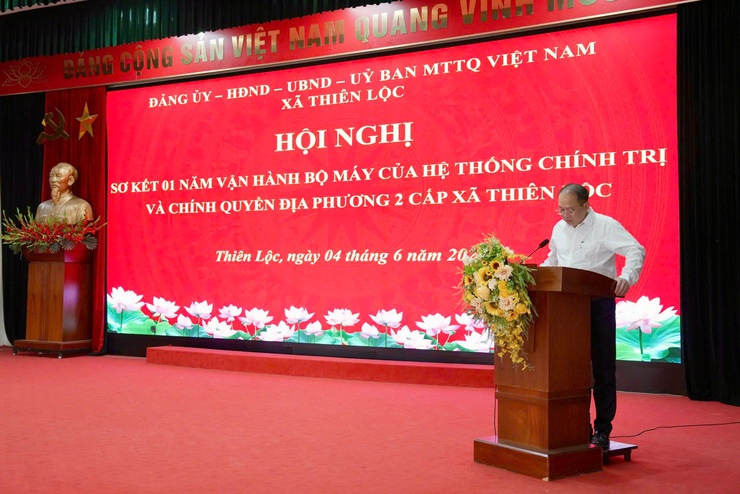 Xã Thiên Lộc sơ kết 01 năm vận hành bộ máy của Hệ thống chính trị và chính quyền địa phương 2 cấp.- Ảnh 7.
