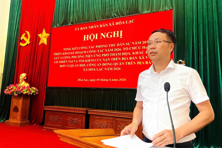 Hòa Lạc tổ chức Hội nghị tổng kết công tác Phòng thủ dân sự năm 2025, triển khai nhiệm vụ năm 2026.- Ảnh 5.