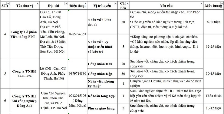 Tổng hợp thông tin và nhu cầu Tuyển dụng tháng 6/2026 tại các doanh nghiệp tham gia sàn giao dịch việc làm vệ tinh Đông Anh- Ảnh 3.