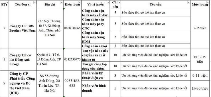 Tổng hợp thông tin và nhu cầu Tuyển dụng tháng 6/2026 tại các doanh nghiệp tham gia sàn giao dịch việc làm vệ tinh Đông Anh- Ảnh 4.