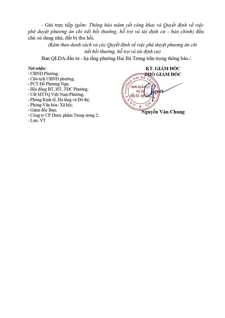 Thông báo niêm yết công khai Quyết định phê duyệt phương án chi tiết bồi thường, hỗ trợ, tái định cư khi Nhà nước thu hồi đất để thực hiện dự án mở rộng Nhà tang lễ Quốc gia tại số 5 phố Trần Thánh Tông, phường Hai Bà Trưng- Ảnh 2.