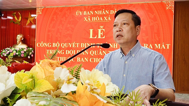 Thành lập, ra mắt Trung đội Dân quân Thường trực thuộc Ban Chỉ huy quân sự xã Hòa Xá- Ảnh 2.